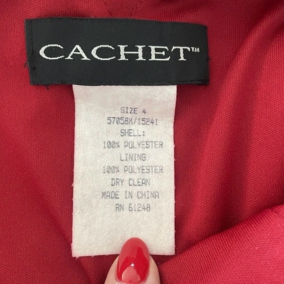 Cachet Red Lace Mermaid Formal Gown Size 4 Vintage Evening Dress Prom Dress - Picture 15 of 15